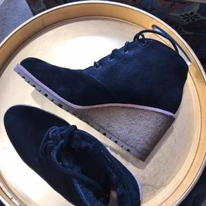 Coach Karson Black Suede Wedge Heel Ankle Boot